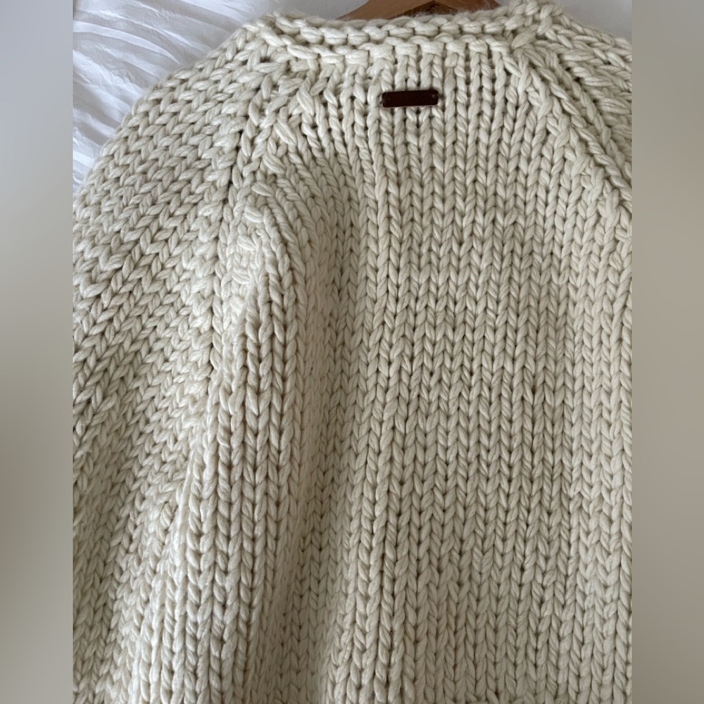 Chunky Knit Cream Cardigan Sweater - Picture 6 of 14